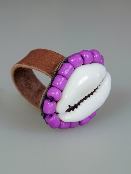 Cowrie Shell Ring Purple
