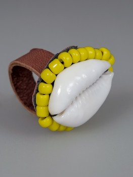 Cowrie Shell Ring Yellow