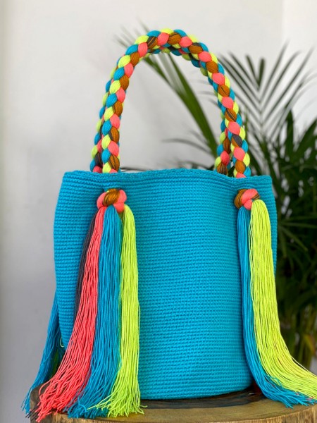 Wayuu Mochila Braided Bag Turquoise