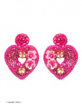 Earrings Stunning Hearts Fuchsia