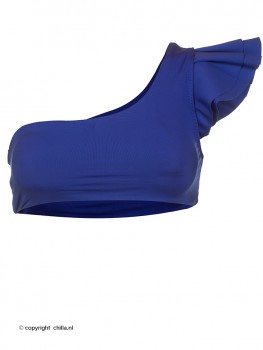 One Shoulder Ruffle Bikini Blue Elegant van Milonga Chilla