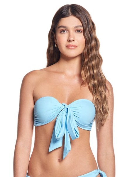Blue bikini top that ties 2 ways (front and in the neck) by Phax Swimwear
