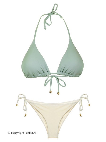 Tie-Side Scrunch Bikini Basil/Natural by Phax