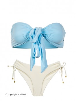 Tie-Front Bandeau Bikini Sky/Natural van Phax Chilla