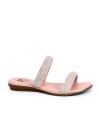 Pink sandals embellished with crystal stones by Pia Rossini Resortwear