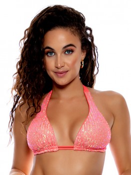 Triangle Halter Top Chasing Stars Coral