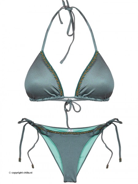 Bikini Triangle Blue-Gray-Green Beads van Mystical Swimwear Chilla