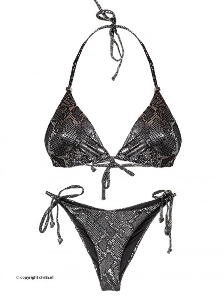 Bikini Triangle Black Silver Python