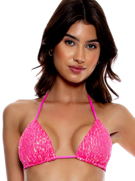 Sequined pink bikini top by Luli Fama Miami