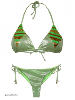 Semi-String Bikini Green Texture