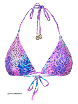 Slangenprint bikinitop versierd met kristallen van Luli Fama Miami