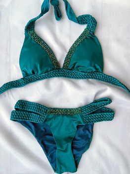 Bikini Nomada Verde Azul van Perla Santa Chilla