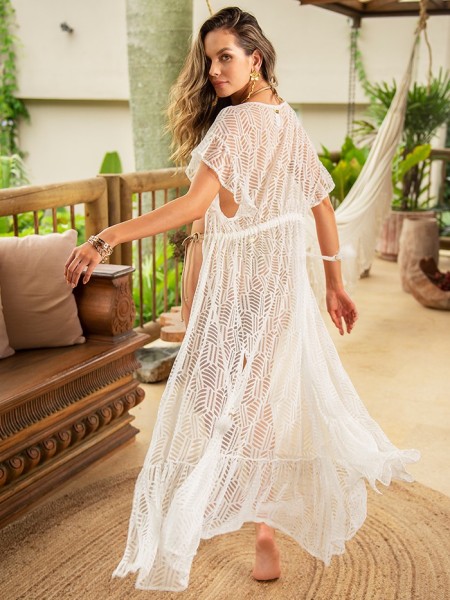 Kimono White Mesh by Mystical Swimwear