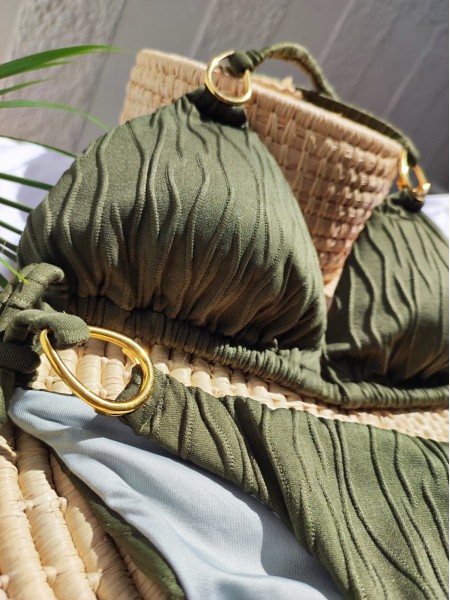 Bikini Triangle Kaki Green Texture by Mystical Swimwear