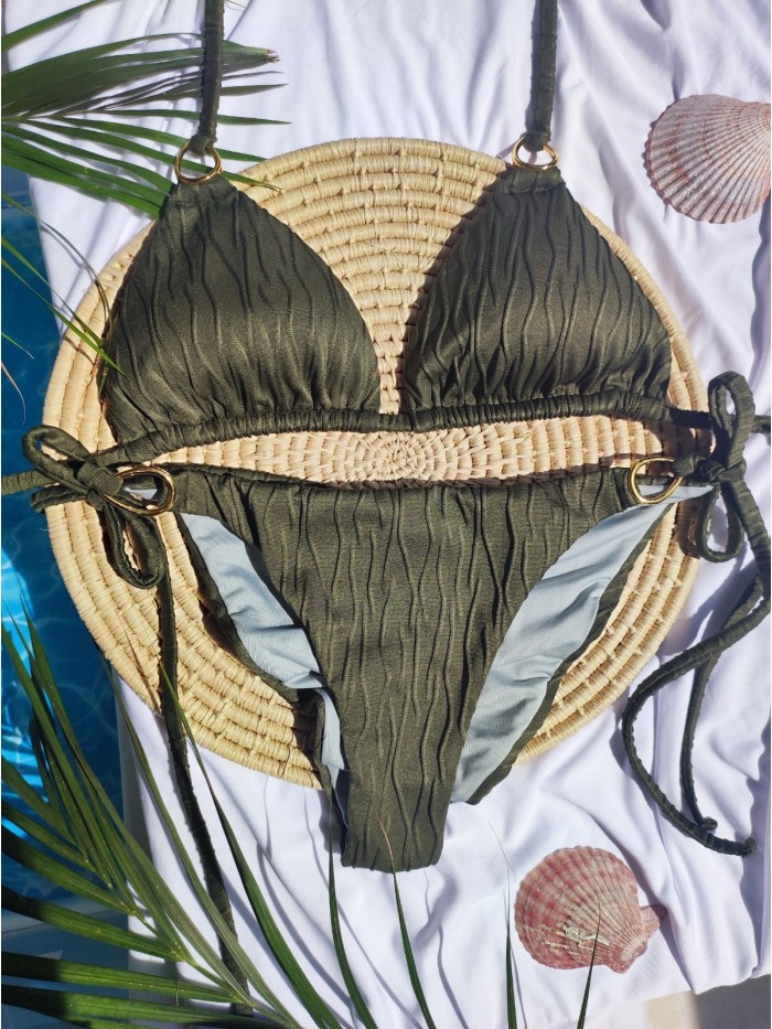 Bikini Triangle Kaki Green Texture van Mystical Swimwear Bikini Triangle Kaki Green Texture van Mystical Swimwear