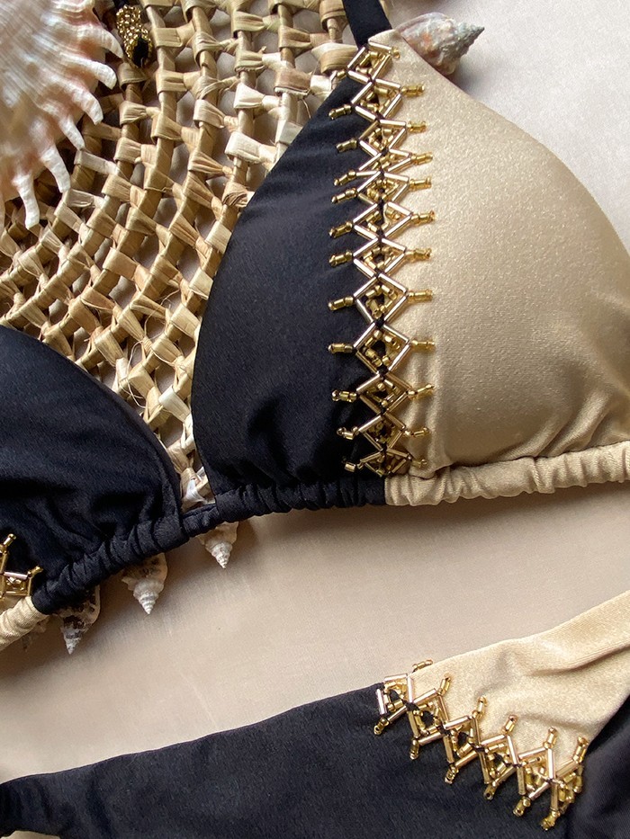 Bikini Triangle Bicolor Black Gold van Mystical Swimwear Bikini Triangle Bicolor Black Gold van Mystical Swimwear