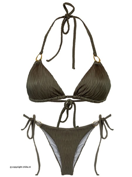 Bikini Triangle Kaki Green Texture by Mystical Swimwear