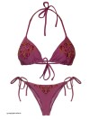 Paarse bikini versierd met gouden kralen en luxe borduursels van Mystical Swimwear