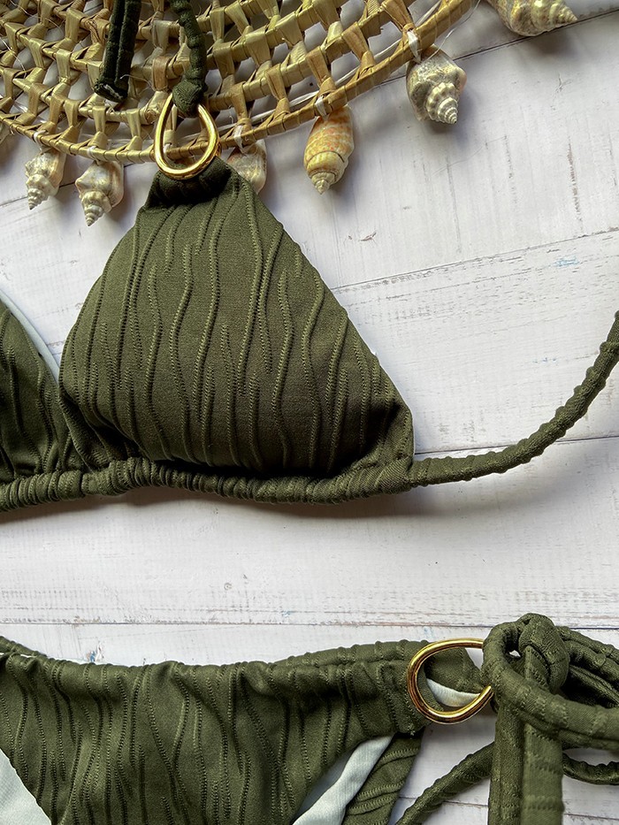 Bikini Triangle Kaki Green Texture van Mystical Swimwear Bikini Triangle Kaki Green Texture van Mystical Swimwear