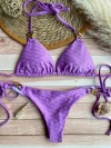 Stringbikini in fraaie lila stof met verfijnde textuur van Mystical Swimwear