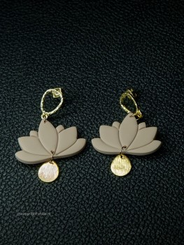 Lotus Earrings Beige by Aurora Creation 2
