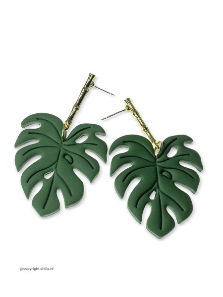 Monstera Earrings Green by Aurora Creation