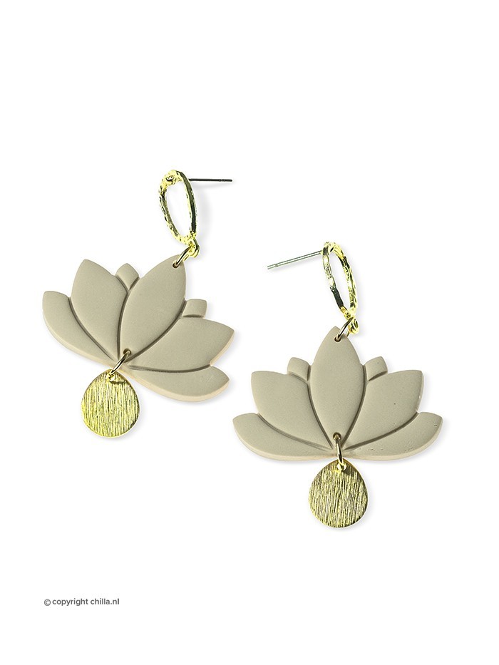 Lotus Earrings Beige by Aurora Creation Lotus Earrings Beige by Aurora Creation