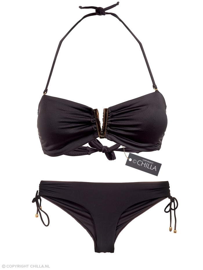 Bikini V-Bandeau en Cheeky Zwart van Phax Swimwear Bikini V-Bandeau en Cheeky Zwart van Phax Swimwear