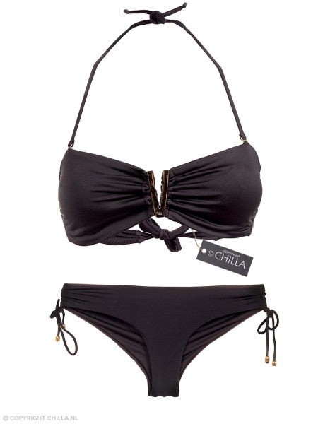 Bikini V-Bandeau en Cheeky Zwart van Phax Swimwear