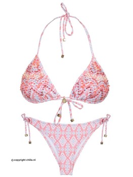 Prachtige bikini met de hand geborduurd met kleurrijke kralen van Swim Days