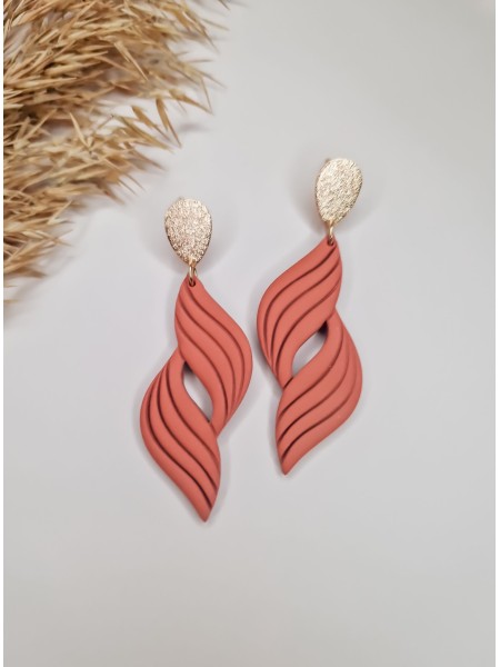 Long Terracotta Earrings by Aurora Creation