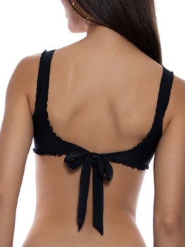 Exclusieve zwarte bralette stijl haltertop met golvende randjes van Luli Fama Miami 2