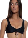 Exclusieve zwarte bralette stijl haltertop met golvende randjes van Luli Fama Miami