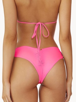 Pink bikini bottom with form-fitting ruched back from PQ Swim 2