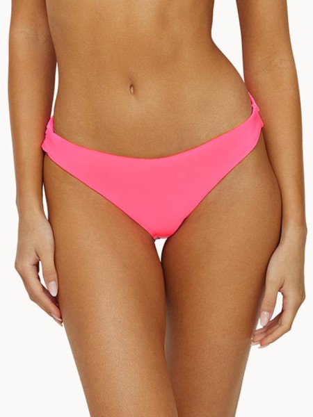 Pink bikini bottom with form-fitting ruched back from PQ Swim