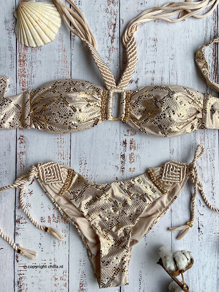 Bandeau Bikini High Waisted Snakeskin Bikini Bottoms Bandeau