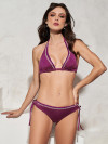 Purple bikini with hand embroidered decorative stichting and beads by Mystical Swimwear