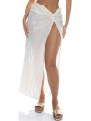 Skirt in mesh fabric with cream white shiny finish by Luli Fama Miami