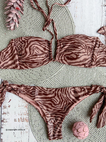 Bandeau Bikini Aurora Zebra Shiny van Mystical Swimwear