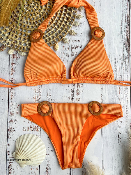 Bikini Halter Ribbed Peach by Mystical Swimwear
