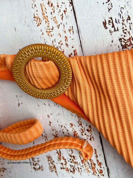 Thong Bikini Ribbed Peach by Mystical Swimwear