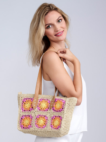 Strandtas Aurora Sand/Pink by Pia Rossini