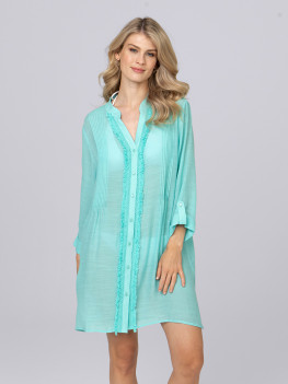 Lovely loose fit button up shirt with fringed front by Pia Rossini