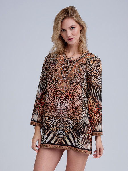 Saffie Caftan Leopard Print by Pia Rossini
