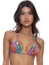 Slangenprint bikinitop met getextureerde stof en lurex draadinleg van Lulifama Miami