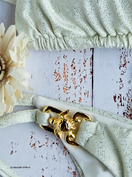 Glamorous ivory white bikini with dotted glow and gold-coated jewelry  - Special Edition 2