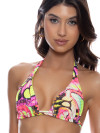 Haltertop met vlinderprint met luxe textuur en glinsterende lurex details van Luli Fama Miami