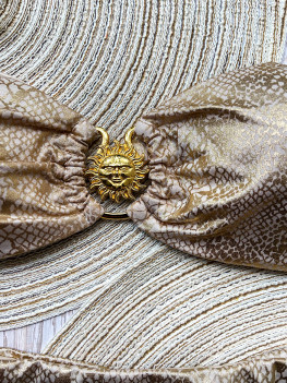 Magnificent bandeau bikini in gold snake print embellished with gold-coated suns Special Edition 2