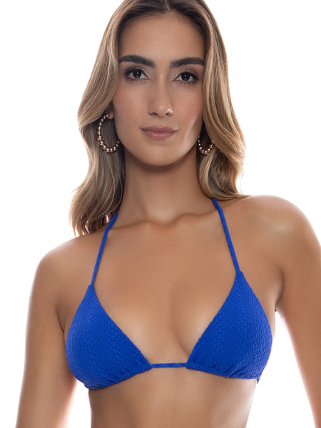 Sold blue triangle top with snake texture by Luli Fama