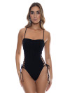 Strappy Swimsuit Wavy Baby Black
